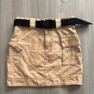 Tan Mini Skirt with Black Belt